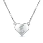 Broken Heart 925 Sterling Silver Cubic Zirconia Pendant Necklaces