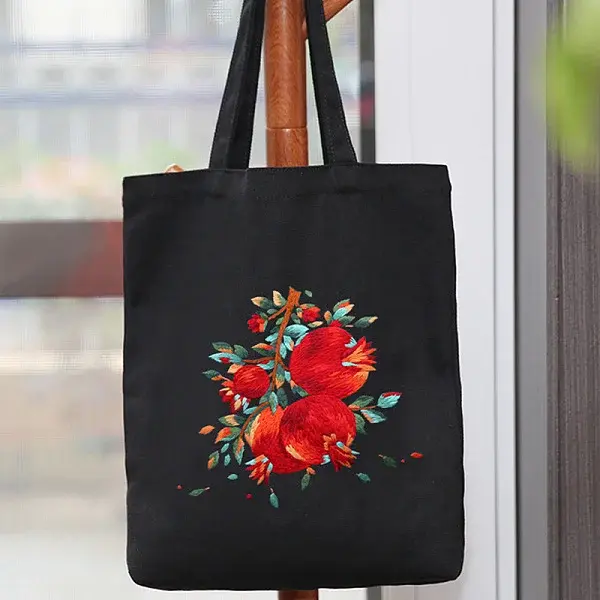DIY Pomegranate Pattern Tote Bag Embroidery Kit