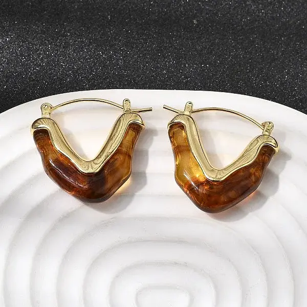 Brass Resin Hoop Earrings
