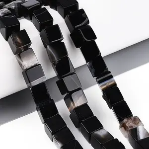 Natural Dyed & Heated Black Agate Beads Strands
