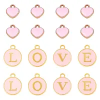 32Pcs 5 Styles Golden Plated Alloy Enamel Charms
