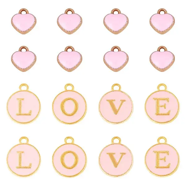 32Pcs 5 Styles Golden Plated Alloy Enamel Charms