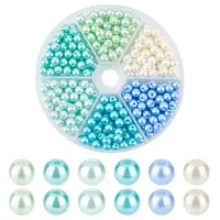 360Pcs 6 Colors Baking Painted Pearlized Glass Pearl Round Beads