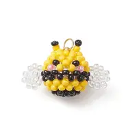 Glass Seed Beaded Bees Pendants