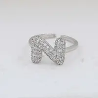 Brass Micro Pave Clear Cubic Zirconia Cuff Rings