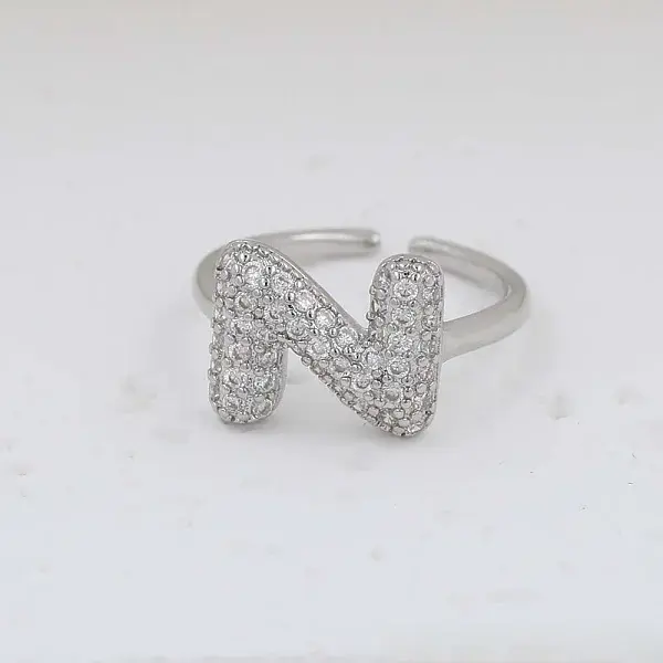 Brass Micro Pave Clear Cubic Zirconia Cuff Rings