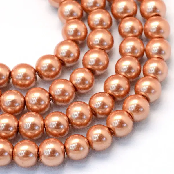 Baking Painted Pearlized Glass Pearl Round Bead Strands