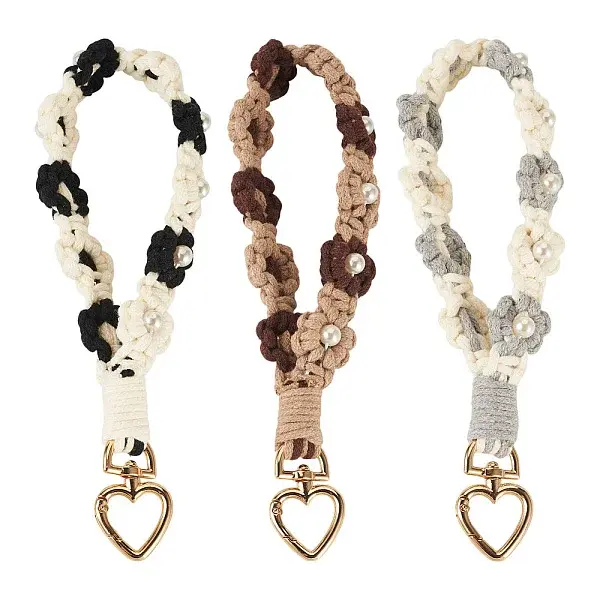 3Pcs Cotton Braided Flower Pendant Decorations