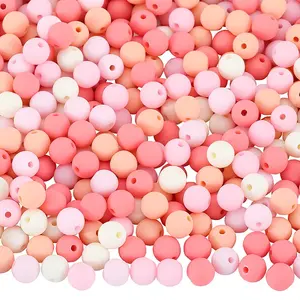 500Pcs Rubberized Style Imitated Silicone Acrylic Beads