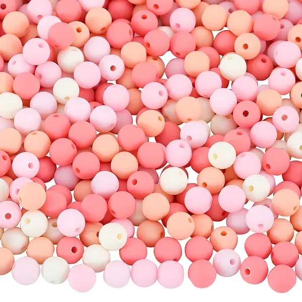 500Pcs Rubberized Style Imitated Silicone Acrylic Beads
