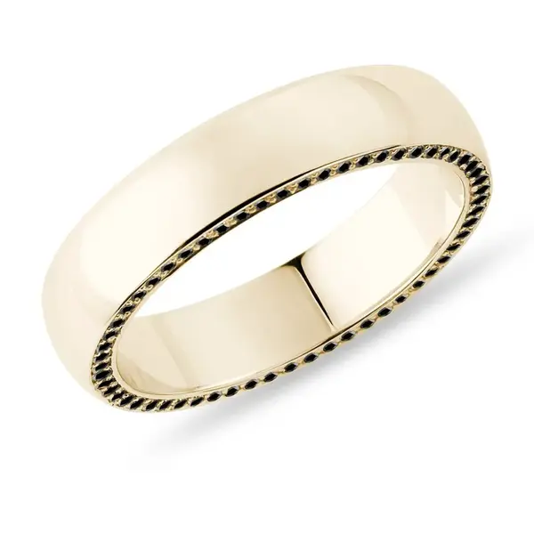 Pánský snubní prsten ve zlatě s černými diamanty KLENOTA