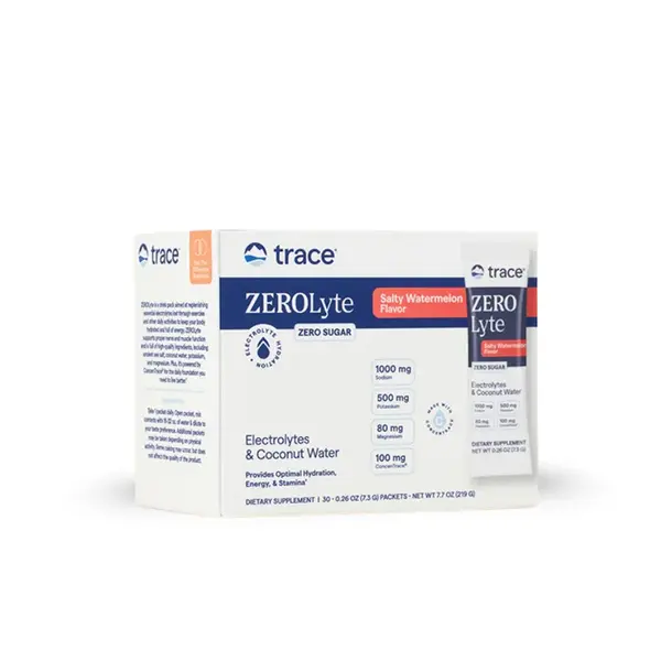Trace Minerals ZeroLyte - Elektrolyty na báze sodíka (Slaný melón), 30 sáčkov