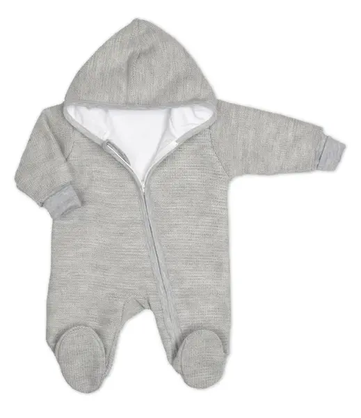 Baby Nellys Pletený overal s kapucí, CUTE - šedý, vel.56