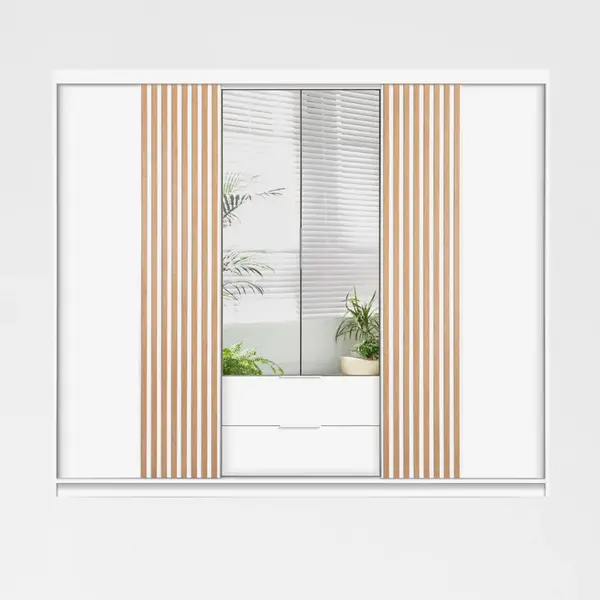 Šatní skříň Majorka Barva korpusu: Bílá, Rozměry: 250 cm, Dveře: Bílá + zrcadlo