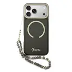 Zadní kryt Guess IML Glitter Script Strap MagSafe pro Apple iPhone 17 Pro, černá