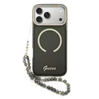 Zadní kryt Guess IML Glitter Script Strap MagSafe pro Apple iPhone 17 Pro, černá
