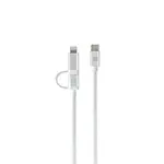 ER POWER Duální kabel USB-C - USB-C / Lightning MFi 2 m, bílý