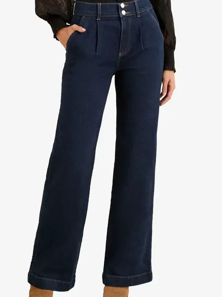 love & roses Plisované rifle  tmavomodrá