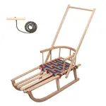 Bayo Dětské dřevěné sáňky s opěradlem rukojetí a provázkem