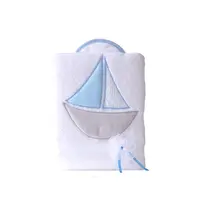 Mamo Tato Oboustranná chlupáčková dečka s vyšívkou 75 x 90 cm, Lodička, bílá/modrá