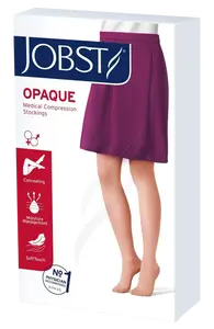 JOBST Opaque 1 - stehenní punčochy se silikonovým lemem bez špice - běžná délka - černé - velikost IV