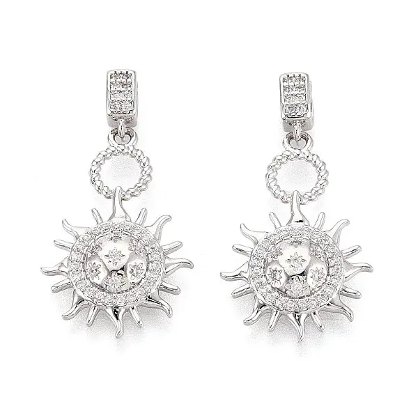 Brass Micro Pave Clear Cubic Zirconia Pendants