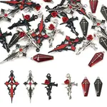 24Pcs 6 Styles Alloy Enamel Pendants