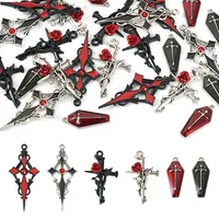 24Pcs 6 Styles Alloy Enamel Pendants