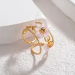 304 Stainless Steel Cuff Rings with Glass Crystal