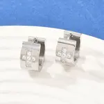 304 Stainless Steel Micro Pave Clear Cubic Zirconia Hoop Earrings