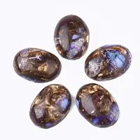 Assembled Synthetic Imperial Jasper and Bronzite  Cabochons