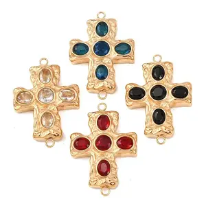 304 Stainless Steel Pave Cubic Zirconia Connector Charms