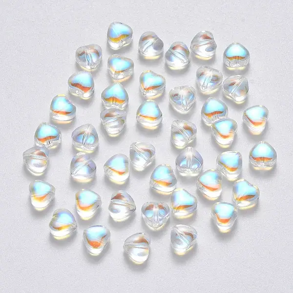 Transparent Spray Painted Glass Beads