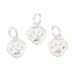 925 Sterling Silver Enamel White Paw Print Charms
