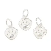 925 Sterling Silver Enamel White Paw Print Charms