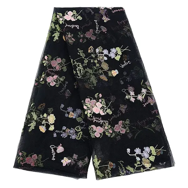 Flower Pattern Polyester Gauze Embroidery Fabric