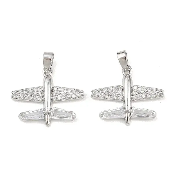 Brass Micro Pave Clear Cubic Zirconia Pendants