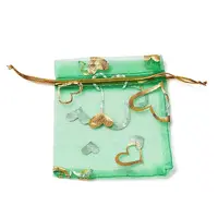 Heart Printed Organza Bags