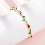 Brass Micro Pave Cubic Zirconia Link Chain Bracelets for Women