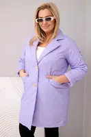 Kesi Włoski Dámska bunda Plus Size prešívaná s ozdobnými gombíkmi a golierom svetlofialová