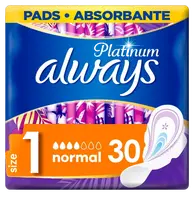 ALWAYS Platinum Normal Velikost 1 Hygienické Vložky S Křidélky 30 ks