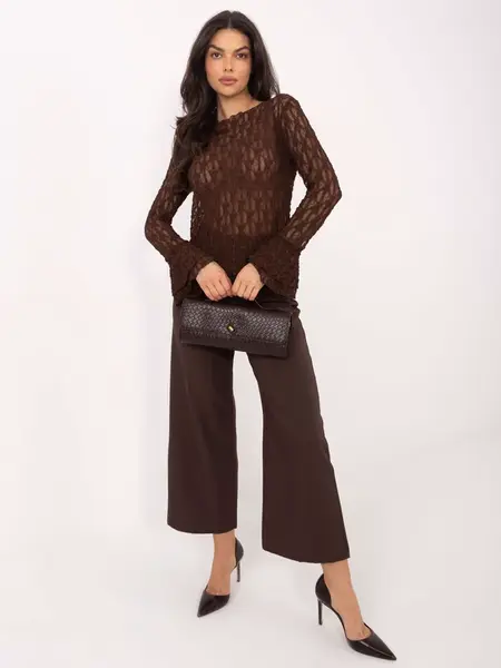 Hnedá čipkovaná blúzka