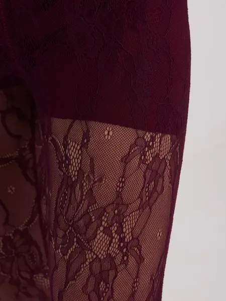 Bordové čipkované legíny