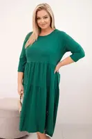 Plus Size dámské šaty s volány, zelené