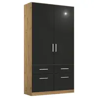 Rauch Möbel ŠATNÍ SKŘÍŇ S OTOČNÝMI DVEŘMI, šedá, dub artisan, 91/210/54 cm