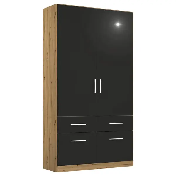 Rauch Möbel ŠATNÍ SKŘÍŇ S OTOČNÝMI DVEŘMI, šedá, dub artisan, 91/210/54 cm