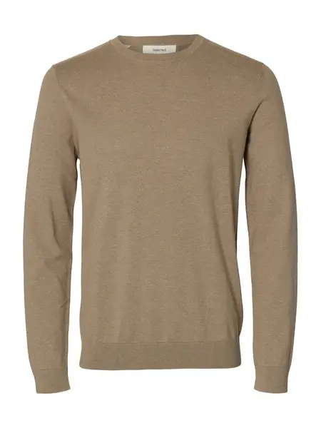 SELECTED Sveter 'SLHBERG'  svetlohnedá