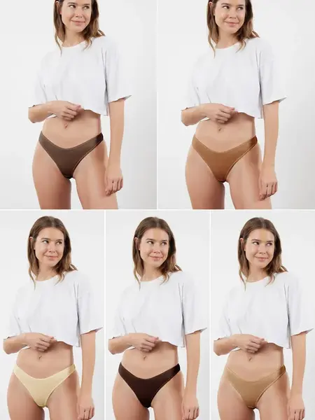 Trendyol Tangá  krémová / tmavobéžová / sépiová / tmavohnedá