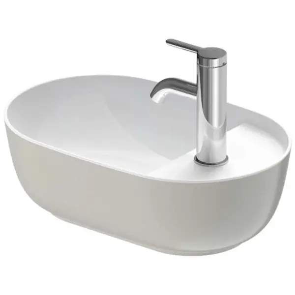 Duravit Luv - Umývátko na desku, 42x27 cm, bez přepadu, s otvorem pro baterii, bílá/matná šedá 0381422300
