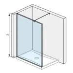 Jika Pure - Sklenená stena bočná 140 cm na sprchovú vaničku 140 cmx80 cm a 140 cmx90 cm, s úpravou Jika Perla Glass, 140cm x20cm x200 cm H267425002668